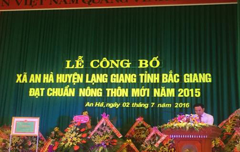 Lễ công bố xã An Hà huyện Lạng Giang đạt chuẩn nông thôn mới