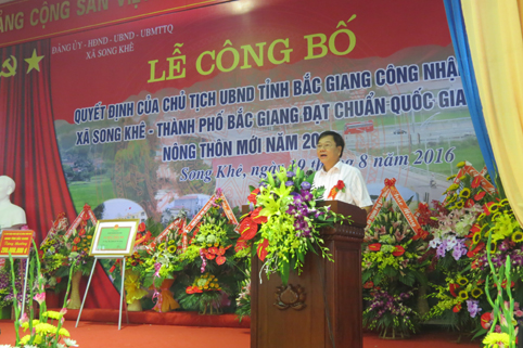 Lễ Công bố xã Song Khê, TP. Bắc Giang đạt chuẩn nông thôn mới 2016
